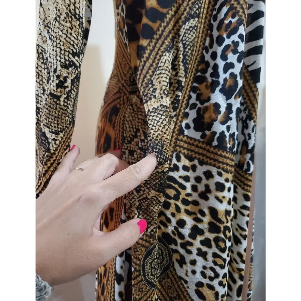 Attitudes by Renee NWT QVC Animal Print Duster Maxi Dress Set Womens Size XXSP - Picture 10 of 14